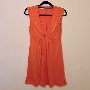 Trina Turk Dress Size Medium Orange Casual Sleeveless Plunging Casual
